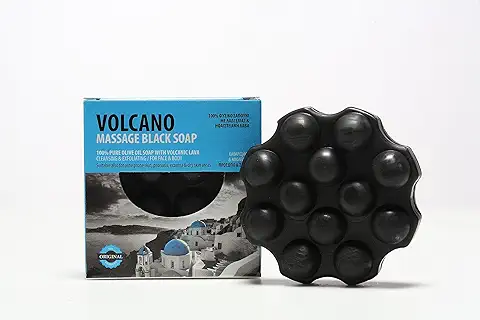 VOLCANO - Jabonera Negra con Aceite de Oliva – Limpiador y Exfoliante con Vaporizador para cara y Cuerpo  