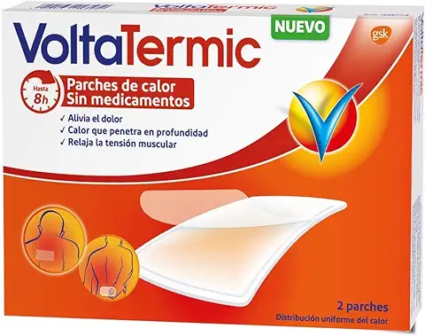 VoltaTermic Parches de Calor Blancos de Plastico, Alivio del Dolor 24 Horas, Relaja la Tensión Muscular, Sin Medicamentos, 2 Parches Rectangulares  