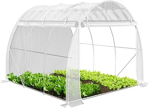 VOUNOT Invernaderos Jardín, Tunel Invernadero Huerto para Plantas con Paredes Laterales Enrollables, Cubierta PE y Ubo de Acero, Impermeable, 3 x 2 x 2 m, Blanco  