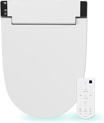 VOVO STYLEMENT VB-6000SE Asiento de Inodoro Electrónico Inteligente para Bidé, Fácil Instalación, Asiento con Calefacción, Secado con agua Tibia, LED, Ahorro de Energía Ecológico, Fabricado en Corea  