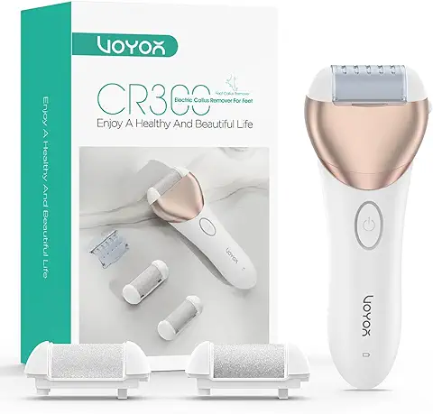 VOYOR Lima Electrica Pies Durezas, Pedicura Pies Profesional Recargable IPX6 Impermeable Eliminar Callos Pies Lima Pies Durezas, Cuidado de Pies Viene con Rodillos de Recambio CR300(Dorado Champagne)  