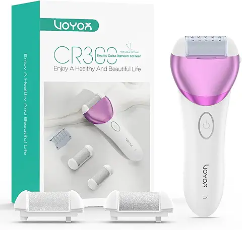 VOYOR Lima Electrica Pies Durezas, Pedicura Pies Profesional Recargable IPX6 Impermeable Eliminar Callos Pies Lima Pies Durezas, Cuidado de Pies Viene con Rodillos de Recambio CR300（Morado）  