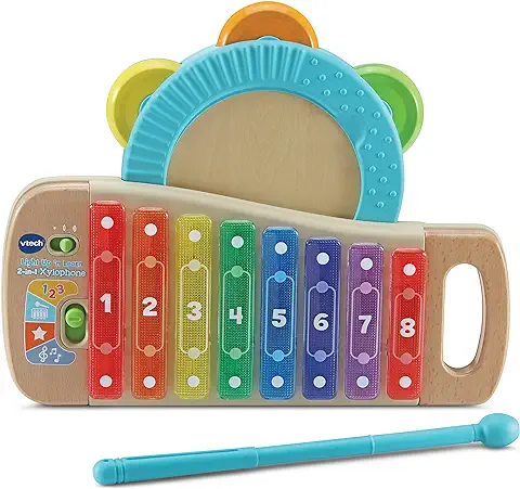 VTech - Eco Xilófono y Pandereta Instrumentos de Madera, Juguete Ecológico para Aprender Música, Niños +1 Año, Versión Española  