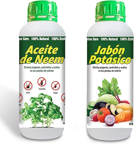 WABISABI DREAMS Aceite de Neem 1 Litro, Jabón Potásico 1 Litro, Protección Natural Contra Plagas, Residuo Cero, 100% Natural  