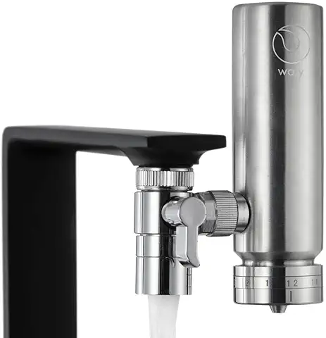 Waly Ox2 Filtro de agua para Grifo 100% Acero Inoxidable, Mejora el Sabor del agua al Instante, Reduce Cloro, Microplásticos y Metales Pesados (1 Filtro Incluido)  