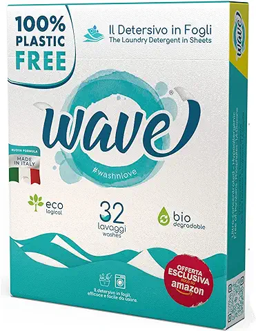 Wave Washing Classic – El Detergente en Hojas – 100% LIBRE DE PLÁSTICO – 32 lavados - Ecológico – Biodegradable – Compostable