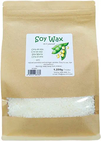 WAXIM Cera de soja para Velas Ecológicas y Cosmética Natural 1.250 g en Perlas.  