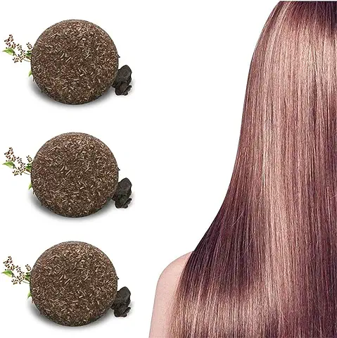 Wcjing Barra de Champú para Oscurecer el Cabello, Acondicionador Orgánico Natural y Esencia Reparadora, Jabón Sólido para el Cabello, para Cabello Seco, Graso y Dañado (3 PCS)  