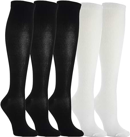 Weekend Peninsula 5 Pares Calcetines/Medias de Compresión para Hombres y Mujeres, Running, Deporte, Correr, Senderismo, Volar, Viajar, Varicosas, Embarazo y Médicos  