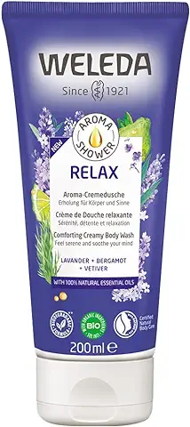 Weleda - Aroma Shower Relax, Gel de Ducha con Aceites 100% Naturales, Aroma de Lavanda, Bergamota y Vetiver, Limpia Suavemente, Vegano, Apto para Todo Tipo de Pieles - 200 ml  
