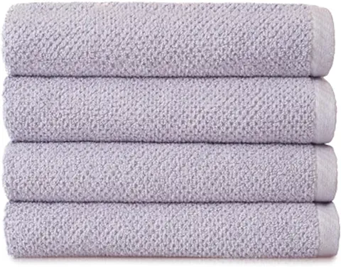 Welhome Franklin Purple Towels - Juego de 4 Toallas de Baño Suaves, Acabado Texturizado, Algodón Altamente Absorbente, Baja Pelusa, Pesado, Fabricado de Forma Sostenible, Duradero, Morado Lila  
