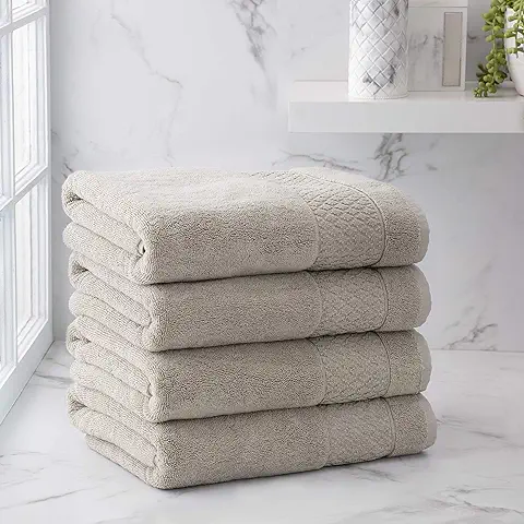 Welhome Hudson - Toallas de Algodón Orgánico, Juego de 4 Piezas, Toallas de Baño Suaves, Superabsorbentes y de Secado Rápido, Toalla de Baño Sostenible, Duradera y Densa, Ecológicas, Toallas de Lino  