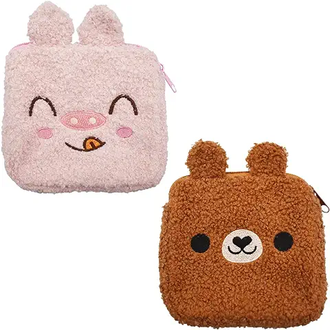 Widesmart 2Pcs Bolsa Menstrual,Bolsa Para Compresa Higiénica, para Tampones Bolsa de Servilleta Sanitaria con Cremallera Mini Neceser Mini Bolsa de Almacenamiento Monedas para Mujeres y Niñas, Rosado  