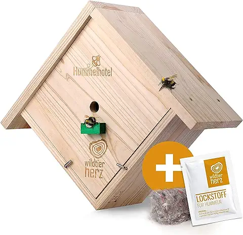 Wildtier Herz I Hotel Abejorro para Colgar - Incluido Material de Anidación + Medios para Atraer Insectos  