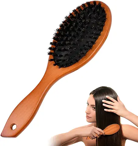 Wisebom Cepillo de Cerdas de Pelo de Jabalí Cepillo Cerdas Jabali Cepillo de Extensión de Cabello Peine de Cerdas de Jabalí de Peluquería Antiestático Cepillo Pelo Cepillo de Cerdas Naturale  