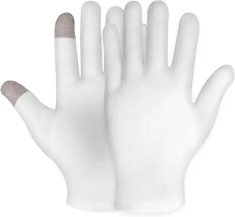 WLLHYF 1 par de Guantes Hidratantes Blancos Algodón para Pantalla Táctil Mujeres y Hombres Loción Nocturna para Dormir Durante la Noche Manos Secas spa Tratamiento Cosmético Accesorios de Baño Guantes  
