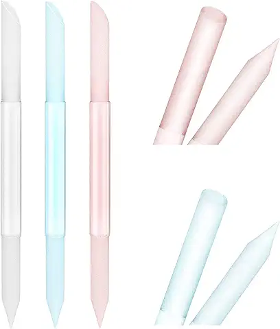 WLLHYF Paquete de 3 Empujadores de Cutículas de Vidrio, Barra de Manicura de Doble Extremo, Herramienta Removedor de Cutículas, lima de Uñas Cuidado de Cutículas (azul, Rosa, Transparente)  