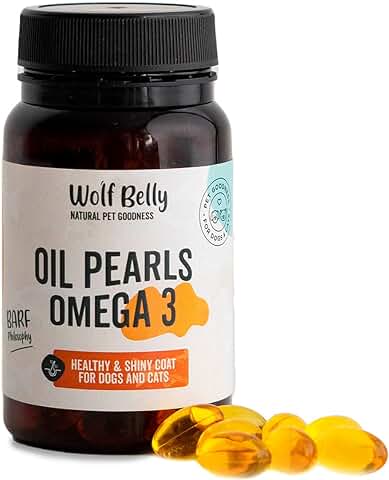 Wolf Belly - Cápsulas Aceite de Pescado para Perros y Gatos 100% Natural (60 Perlas) Omega 3 - Aceite de Sardinas Antiinflamatorio para Pelaje Más Sano y Brillante  