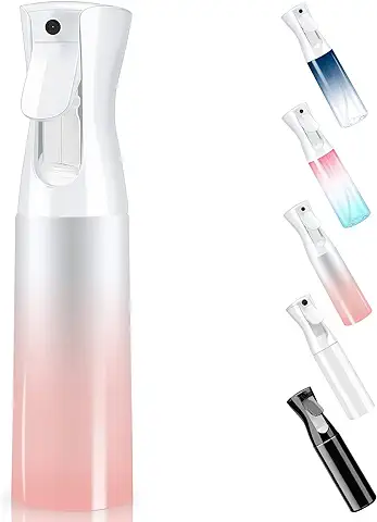 WOODFIB Botella de Spray para el Cabello, Botella de Spray Continuo Fino, Botella Vacía de 300 ml, Adecuada para Equipos de Limpieza del Hogar para el Cuidado del Cabello (gradiente Rosa)  