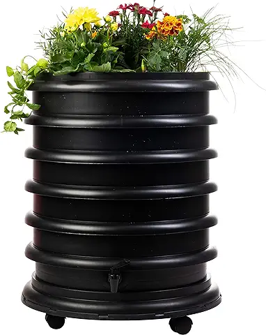 WORMbox | Vermicompostador Compostera 4 bandejas Negro + Jardinera | 64 litros | Composta residuos orgánicos, lombrices producen Humus de Lombriz
