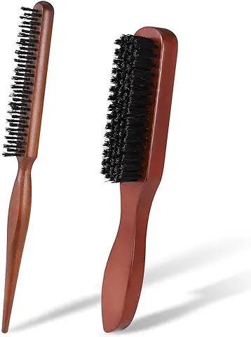 Wrymish 2 Cepillo de Pelo de Cerdas de Jabalí, Cepillo de Pelo para Barba, Cepillo de Cola Profesional Peine de Salón Para el Cabello y la Barba  
