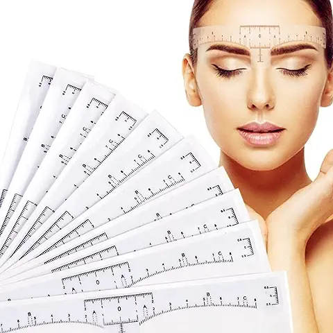 XHBTS Paquete de 100 Reglas de Cejas, Adhesivo Desechable para Cejas, Herramienta de Maquillaje de Guía de Plantillas de Microblading  