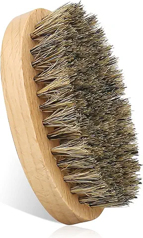 XTDMJ Cepillo para Barba con Bolsa de Almacenamiento, 100% Cerdas de Jabalí Cepillo para el Cuidado Diario de la Barba, Cepillo para Hombres de Viaje, 1.0 Unidad  