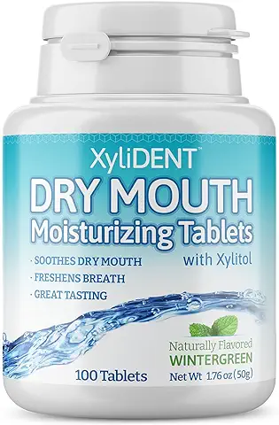 XyliDENT Xilitol Tabletas para Alivio de boca seca - Estimula la Saliva, Refresca el Aliento, Reduce la Producción de ácido, Alivio Extendido de Acción Rápida, 100 Unidades (Wintergreen)  
