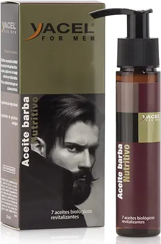 Yacel For Men | Aceite para Barba Nutritivo | Hidrata, Nutre y Revitaliza | Ayuda a Moldear la Barba de los Hombres |Con 7 Aceites Biológicos Revitalizantes | 50ml  