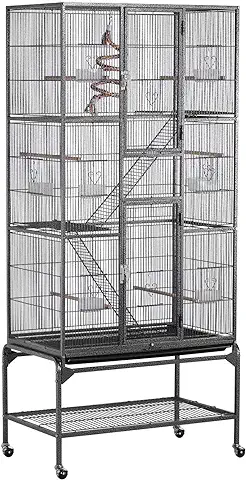 Yaheetech Jaula Grande para Pájaros Jaula para Mascota Altura 175 CM Jaula con Ruedas  