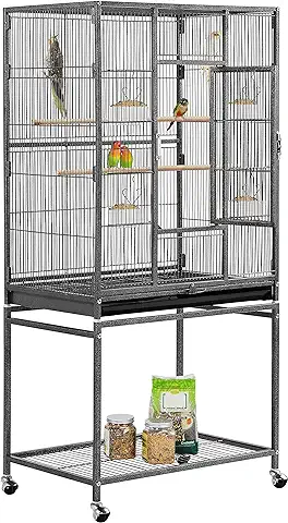 Yaheetech Jaula para Pájaroas Jaula Grande con Soporte Pie Jaula para Loros Mascota Jaula con Ruedas 136 cm  