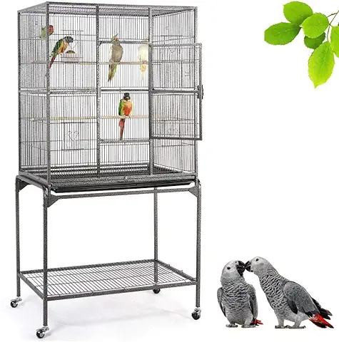 Yaheetech Jaula para Pájaros Jaula Grande con Ruedas Jaula para Aves Canarios 81 x 47 x 160 cm  