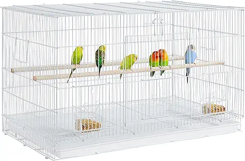 Yaheetech Jaula para Pájaros Jaula Metal para Loro con Comedero y Bandeja 76x45,5x45,5cm Blanco  