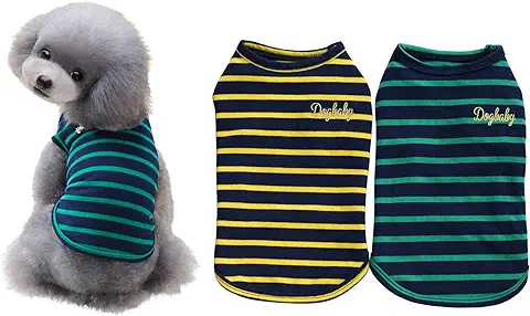 YAODHAOD 2-Pack de Camisas de Algodón para Perros, Ropa para Mascotas, Camisas para Cachorros, Gatos, Chalecos para Gatos, Transpirables y Elásticos, para Cachorros y Mini Perros  