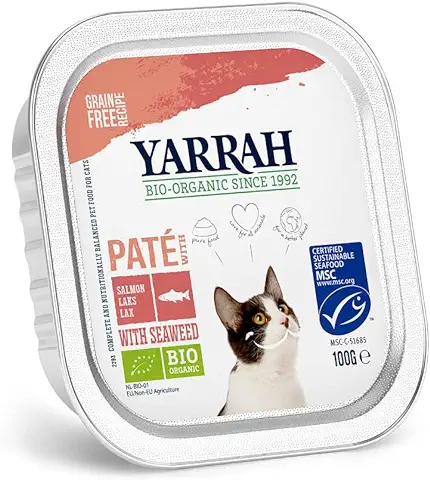 Yarrah Comida para Gatos de Pate Lachs, 100 g, 16 Unidades (16 x 0,1 kg)  