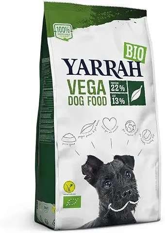YARRAH Comida Seca Orgánica para Perros Vega – Sabrosa Vegetariana y Vegana con Frijoles de Soja Orgánicos, Aceite de Coco, Lupa Blanca y Baobab – Apto para Todo Tipo de Perros Adultos – 10 kg  