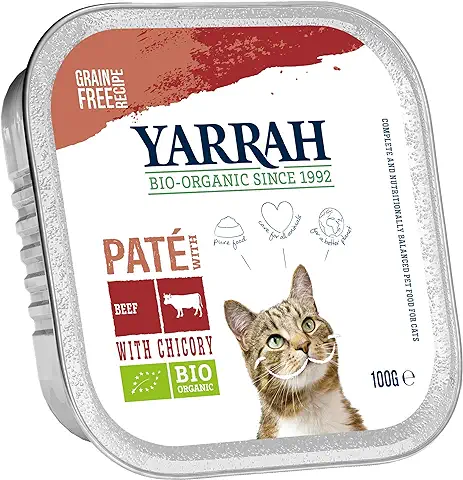 Yarrah Pate Rind Zichorie - Comida para Gatos Orgánica (100 g, 16 x 100 g)  