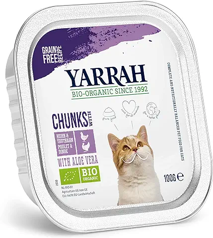 Yarrah Pollo, 100 g, Alimento Orgánico para Gatos, 16 Unidades (16 x 0,1 kg)  