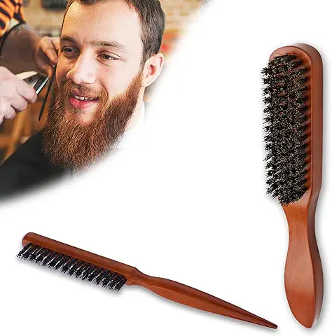 YIDM Cepillo de Cerdas de Jabalí, Cepillo para Barba: 2 Cepillos para Hombre con Cerdas de Jabalí, Cerdas Naturales Suaves para Mejorar la Textura del Cabello, para Cabello y Barba  