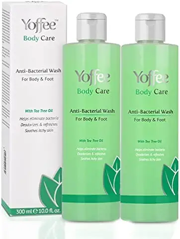 Yoffee Anti-Bacterial Wash - Gel de Ducha Desinfectante - Jabon Antibacteriano con Aceite de Árbol del Té y Coco -Previene, Elimina y Evita Bacterias-Alivia Picores, Irritaciones e Inflamaciones/900ml  