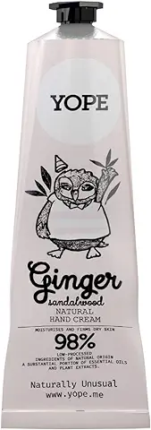 YOPE Crema de Manos I Manteca de Karité I Aceites de Argán, coco y Oliva I Fortalecedora I Nutritiva I Calmante I Irritante I 98% Ingredientes Naturales I Vegan Formula I Jengibre y Sándalo I 100ml  