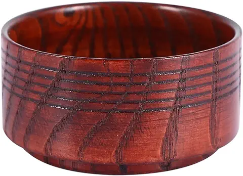 Yosoo Tazón de Madera Natural de Jabón de Afeitado a Navaja de Herramientas de Copa Redonda Que 7,5 x 3,7 cm  