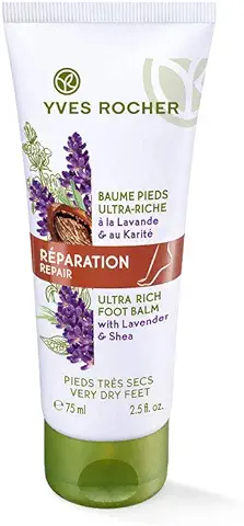 Yves Rocher Bálsamo para pies para Cuidado de Plantas y Pies, Reparador Intensivo para pies Secos, con Lavanda, 1 tubo de 75 ml  