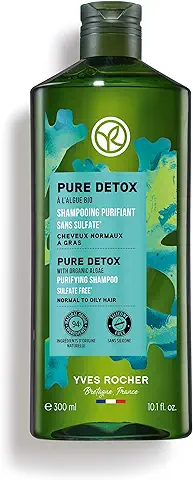 Yves Rocher-Champú Purificante con Alga Bio-Cabello Normal a Graso-Reduce el Exceso de Grasa y Elimina las Impurezas-Sin Sulfatos-300ml  