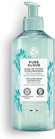 Yves Rocher Pure Algue - Gel Limpiador Ultra Refrescante con Microalgas, Elimina el Maquillaje Suavemente, Cuida la Piel, 1 bote de 390 ml  