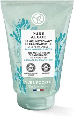 Yves Rocher Pure Algue - Gel Limpiador Ultra Refrescante con Microalgas, Elimina Suavemente el Maquillaje, Cuida la Piel, 1 tubo de 125 ml  
