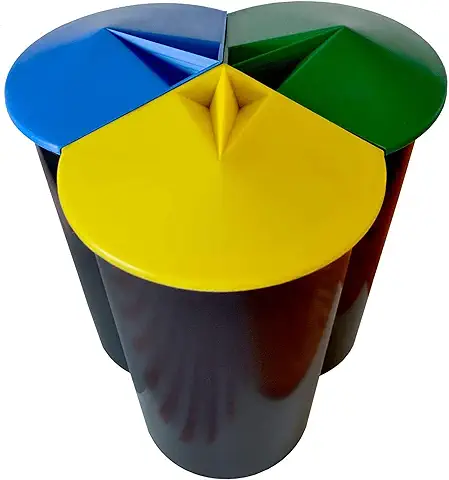 Zanvic Cubo de Reciclaje Resistente con 3 Compartimentos, Negro, Pequeño  