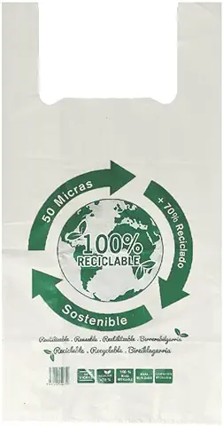 ZDH Bolsas de Plástico Tipo Camiseta Resistentes, Reutilizables y Recicladas Tamaño Cumple Normativa Aptas Uso Alimentario Paquete de 120 Unidades 20x40 CM.  