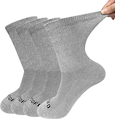 ZFSOCK Calcetines Diabeticos Hombre Mujer Sin Elástico Sin Goma Sin Costuras Algodón Confort Acolchado De Felpa Calcetines de Ajuste Holgado Negro Blanco Gris 4 Pares Tamaño 39-42 43-46  