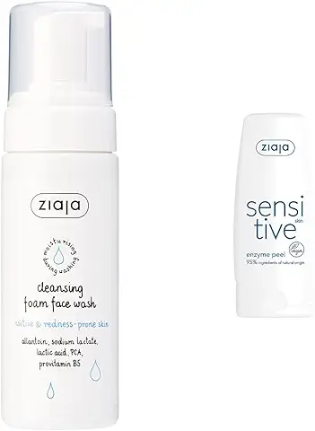 Ziaja Limpiador Facial en Espuma, para Pieles Sensibles y Propensas Al Enrojecimiento 150Ml 150 ml & Sensitive Exfoliante Enzimático para Pieles Sensibles 60 ml (ZSE05-15467)  